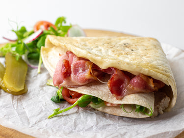 low carb keto sandwich toastie with chicken and bacon 