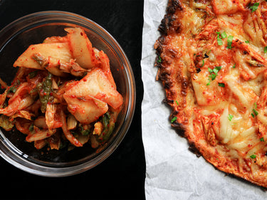 gut healthy recipes improve gut health kimchi pizza